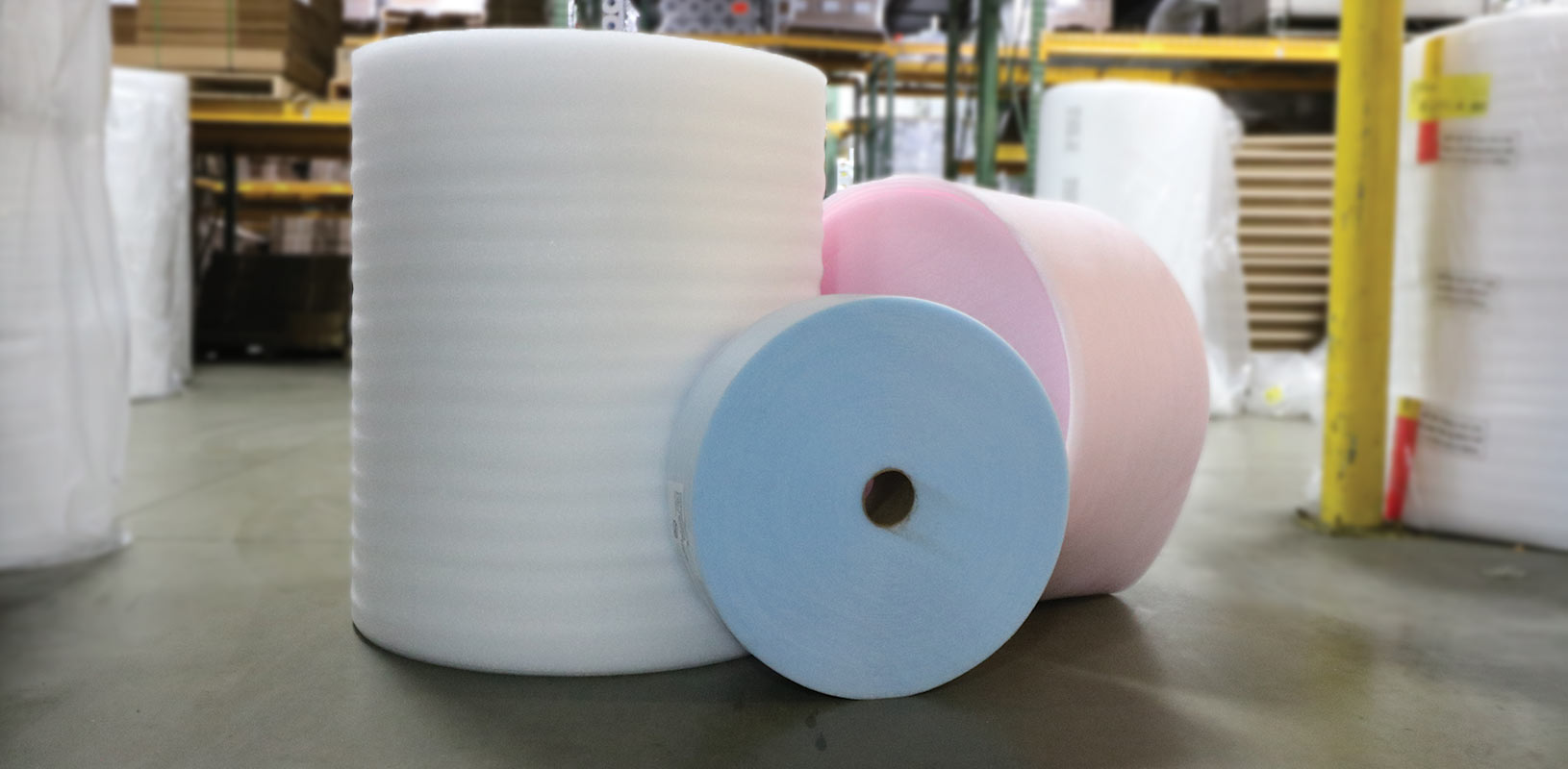 rolls-of-foam-sheeting-in-the-Binger-Shipping-Supplies-warehouse