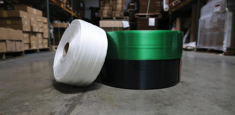 rolls-of-strapping-and-edge-protectors-in-the-Binger-Shipping-Supplies-warehouse