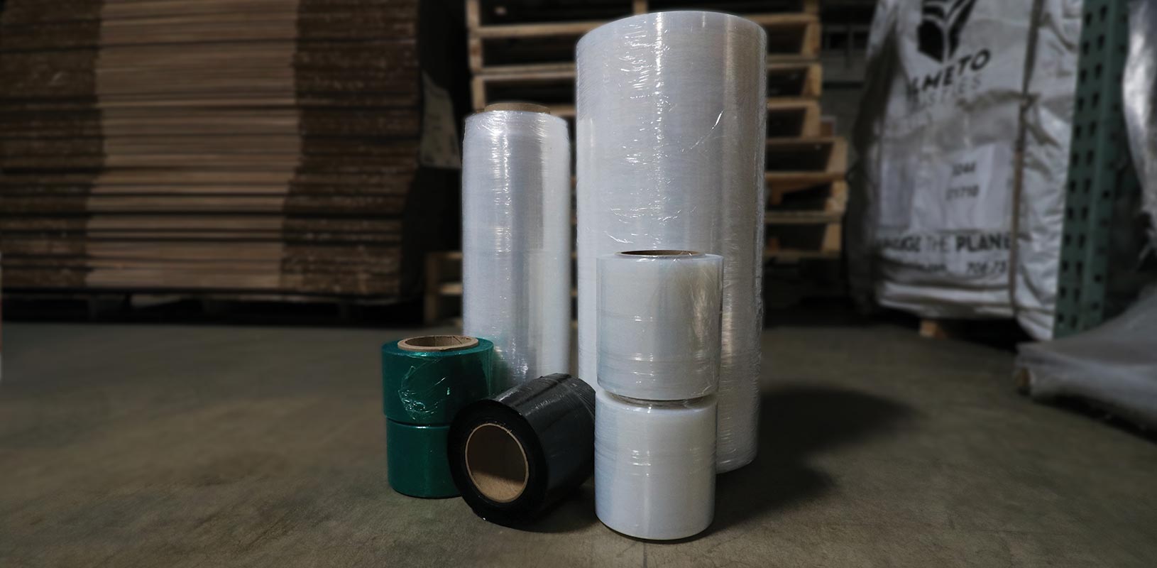rolls-of-stretch-film-in-the-Binger-Shipping-Supplies-warehouse